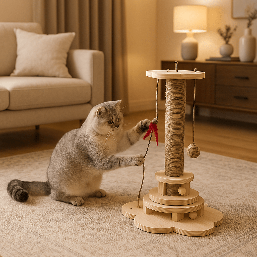 Arbre à chat en bois | Élégance Naturelle - Doux Chat